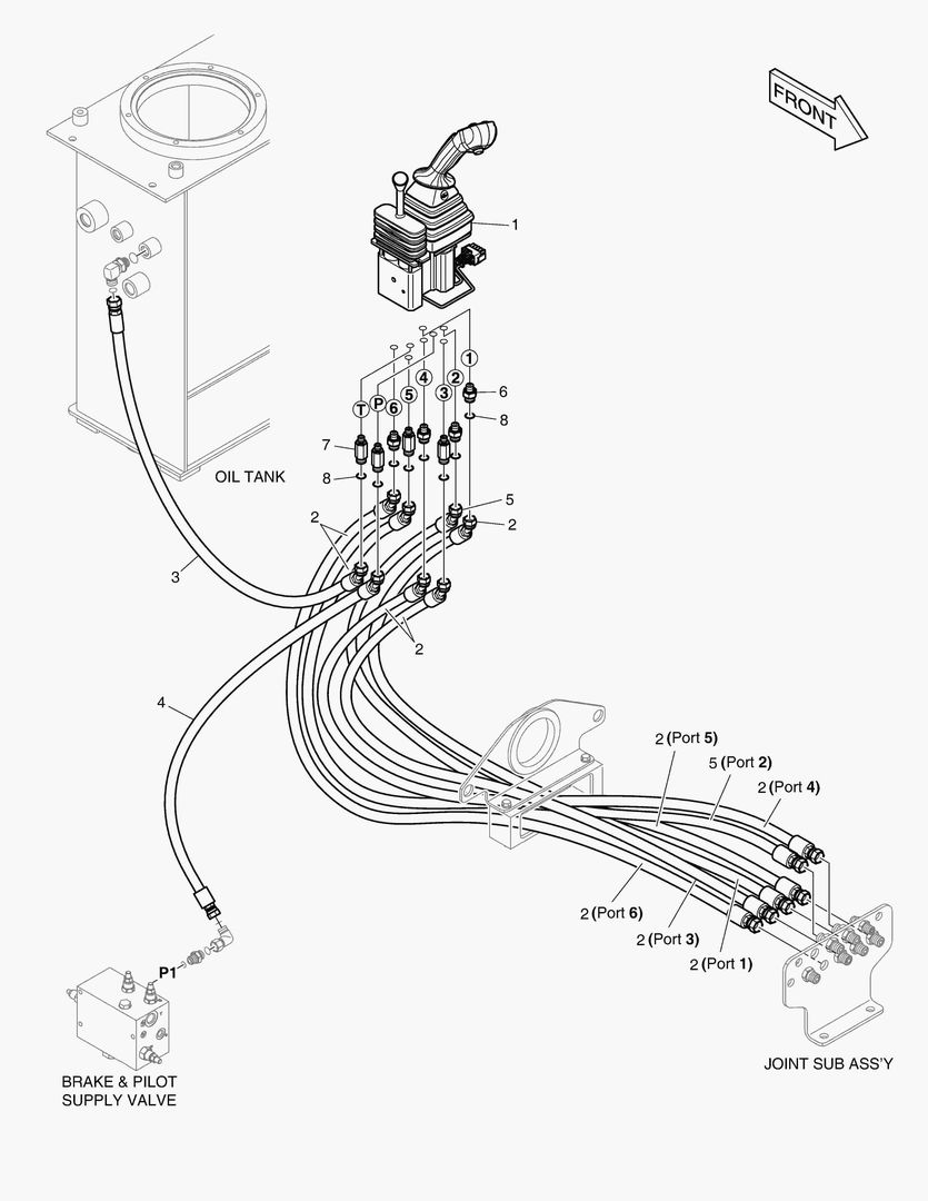 ТРУБОПРОВОД СЕРВОУПРАВЛЕНИЯ - ДЖОЙСТИК(3 ИЛИ 4 КАТУШКИ)
