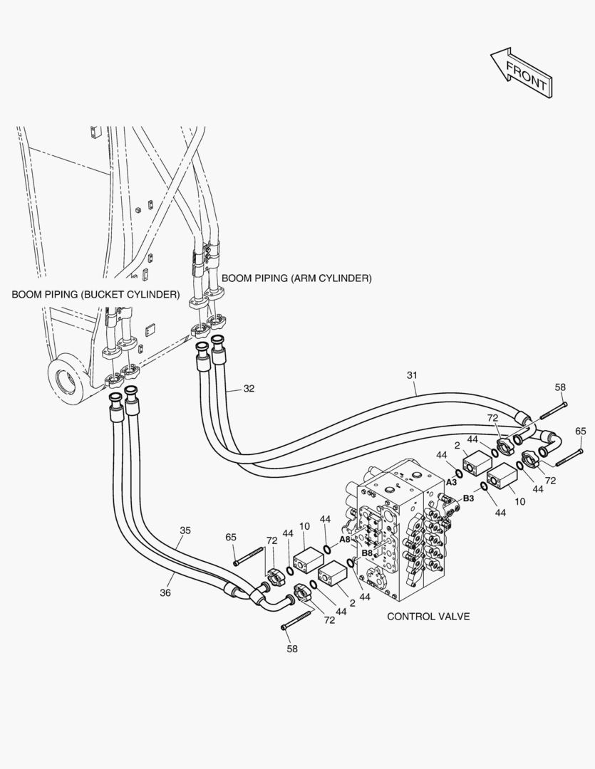 1300 MAIN PIPING(3) - ARM & BUCKET