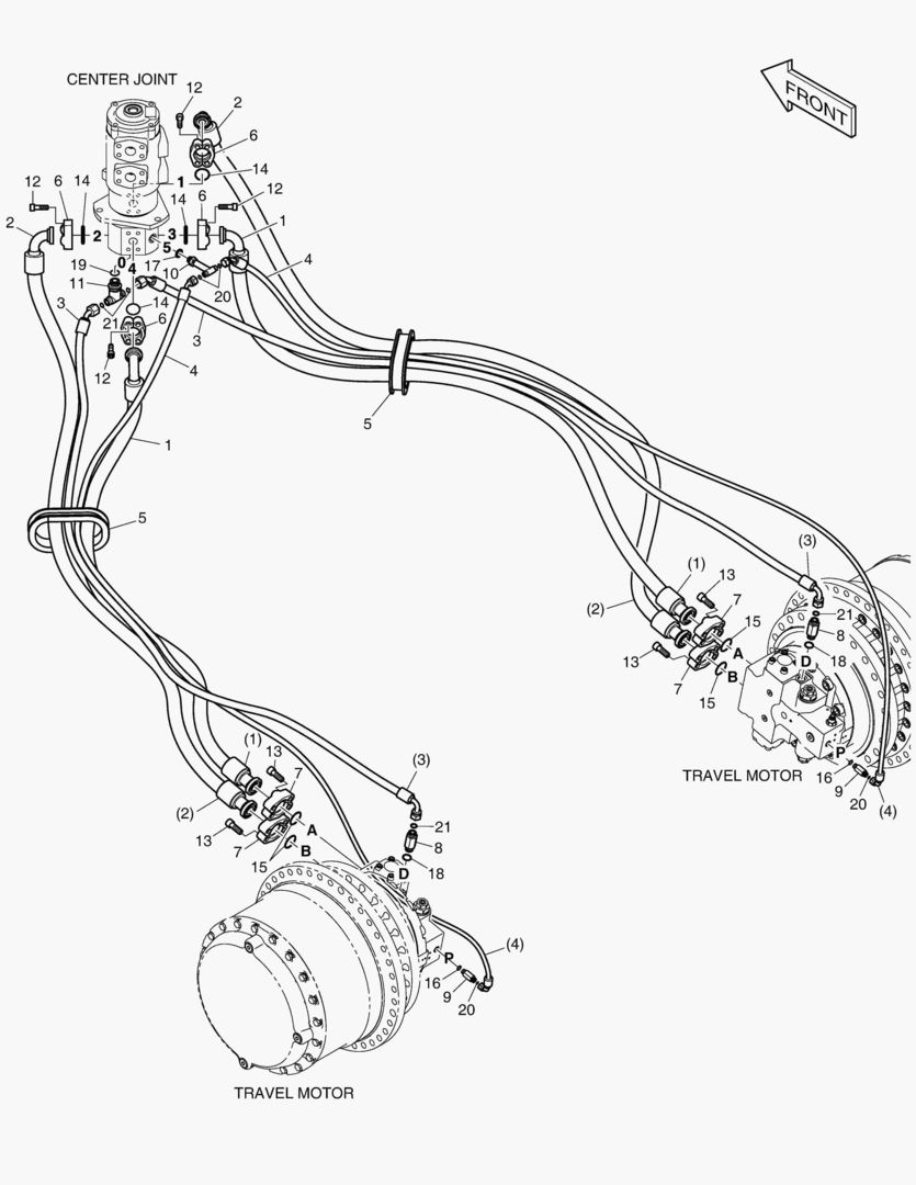 ТРУБОПРОВОД ХОДА - ФИКСИРОВАННАЯ ГУСЕНИЦА
