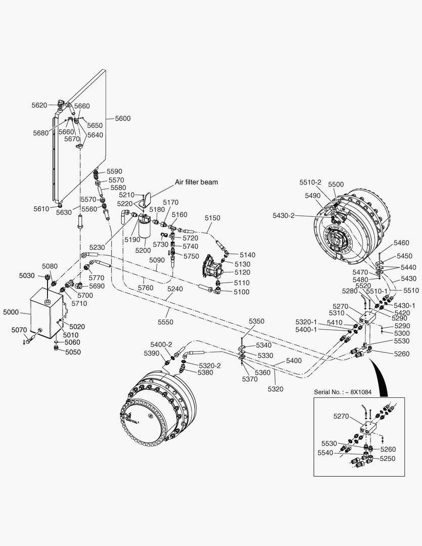 G190-220 COOLING CIRCUIT FRONT HUBS