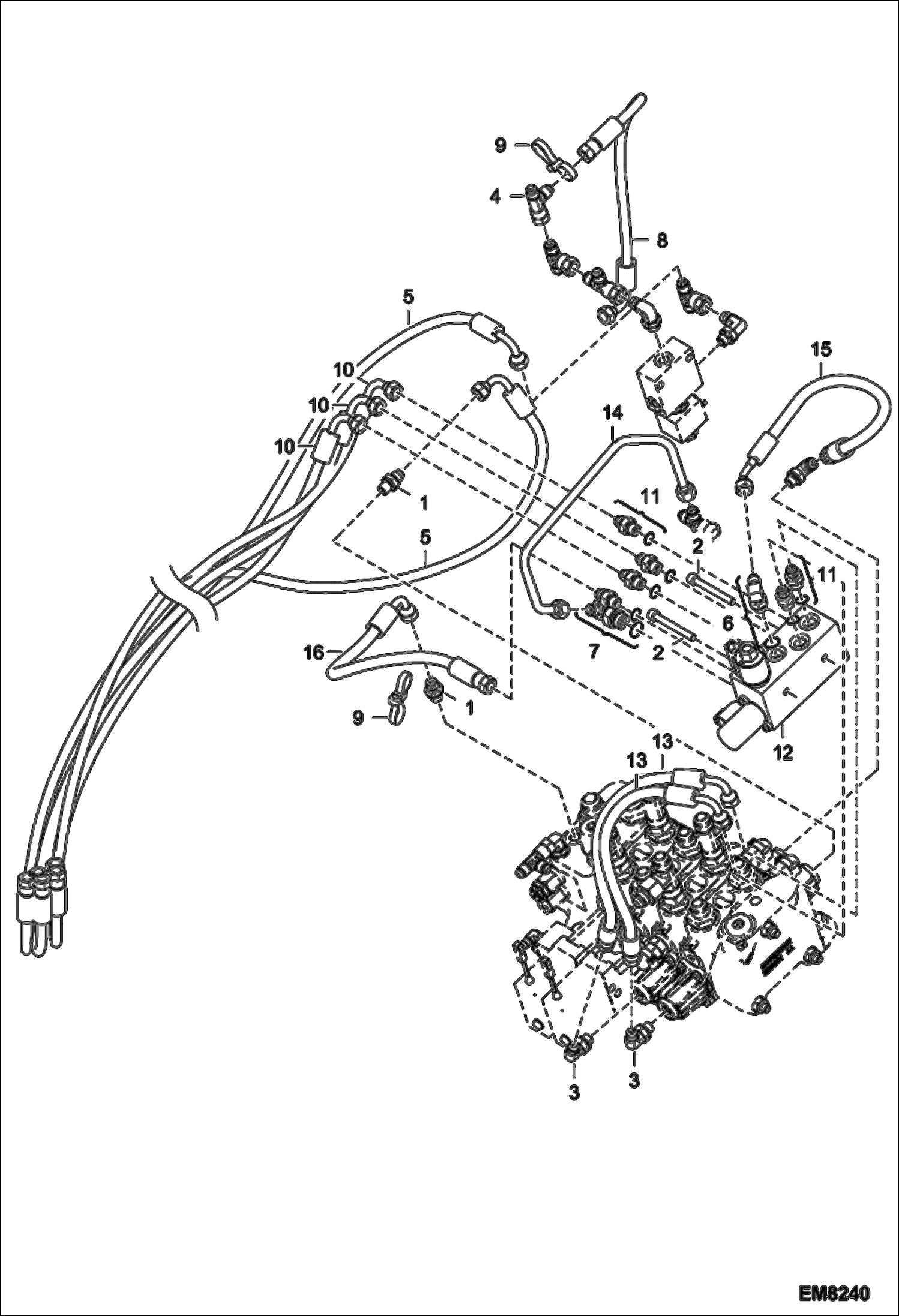 АВАРИЙНЫЙ ОГРАНИЧИТЕЛЬ ХОДА СТРЕЛЫ (AMA) - МОНТАЖ (СЕРИЙНЫЙ НОМЕР A8FR15000 И ВЫШЕ, A8G315000 И ВЫШЕ)
