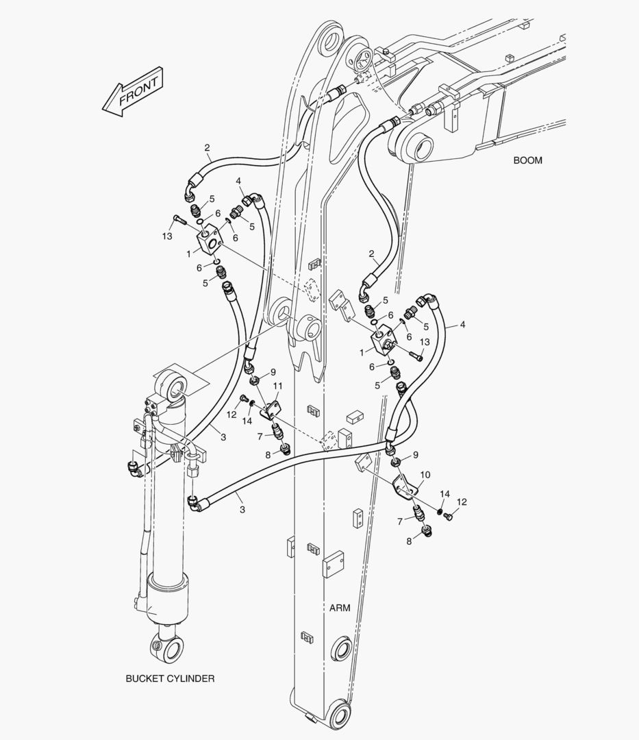 ГИДРОСИСТЕМА РУКОЯТИ - ГРЕЙФЕРНЫЙ КОВШ(РУКОЯТЬ 2.25 м)