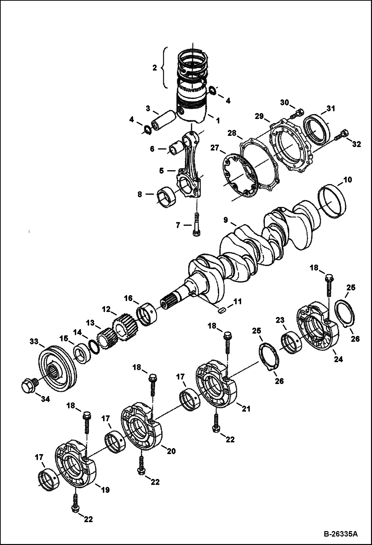 ПОРШЕНЬ И КОЛЕНЧАТЫЙ ВАЛ KUBOTA - V1505-E3B - ВРЕМЕННЫЙ TIER IV REPLACEMENT