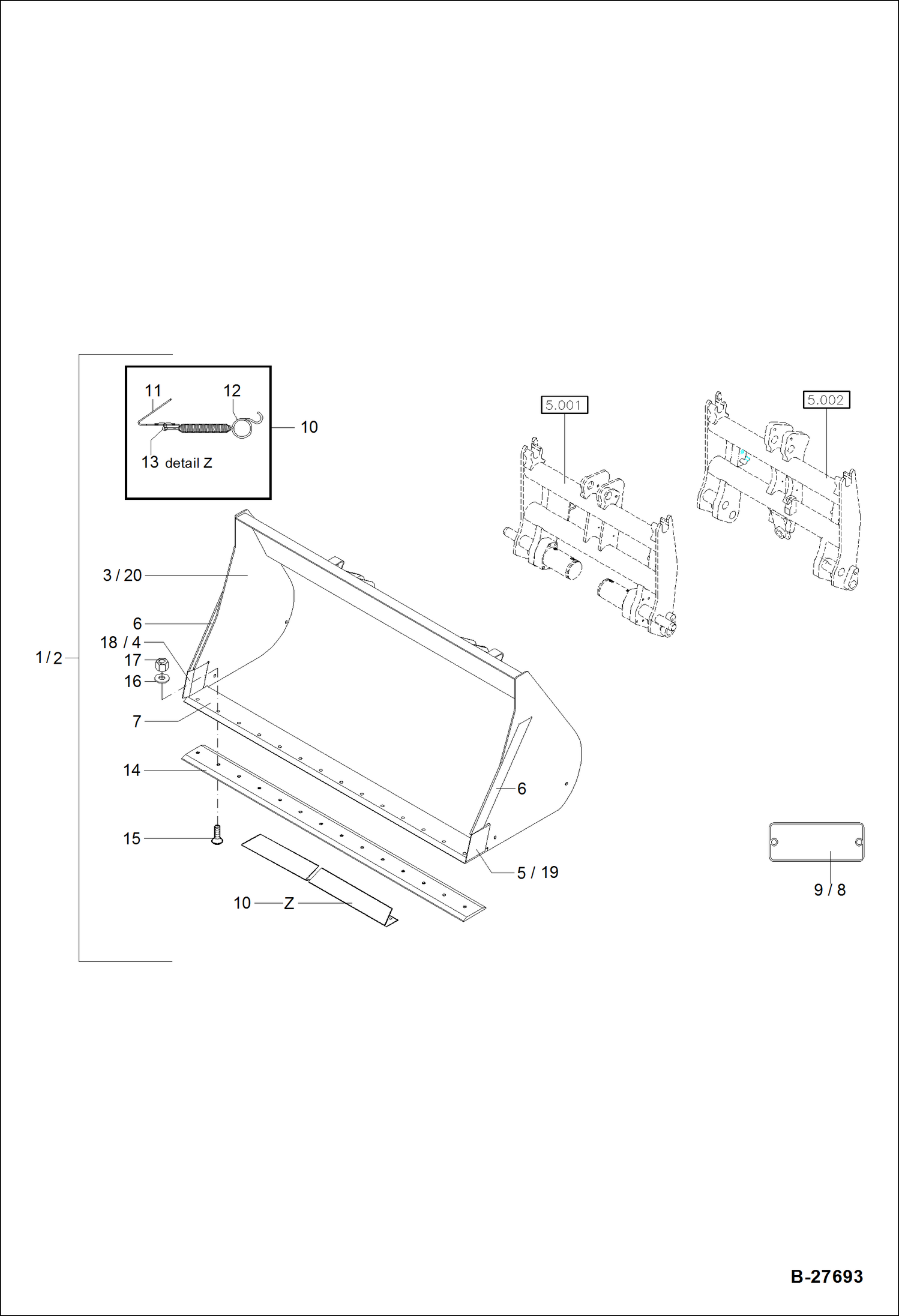 КОВШ ДЛЯ ЛЕГКИХ МАТЕРИАЛОВ 1950 ММ 1,20CBM + 1,35CBM