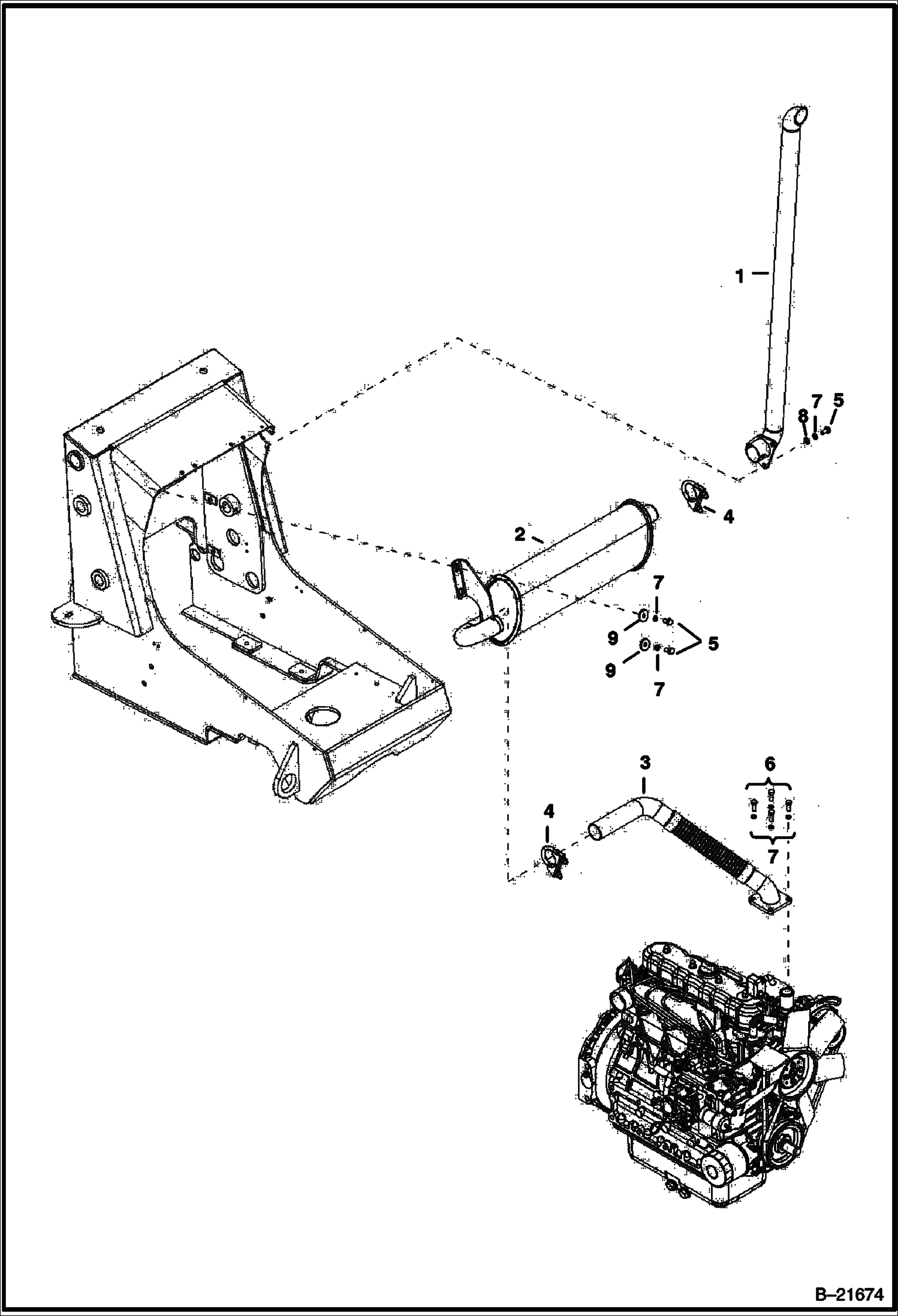 ДВИГАТЕЛЬ И КРЕПЕЖНЫЕ ДЕТАЛИ ВЫХЛОПНОЙ КОЛЛЕКТОР