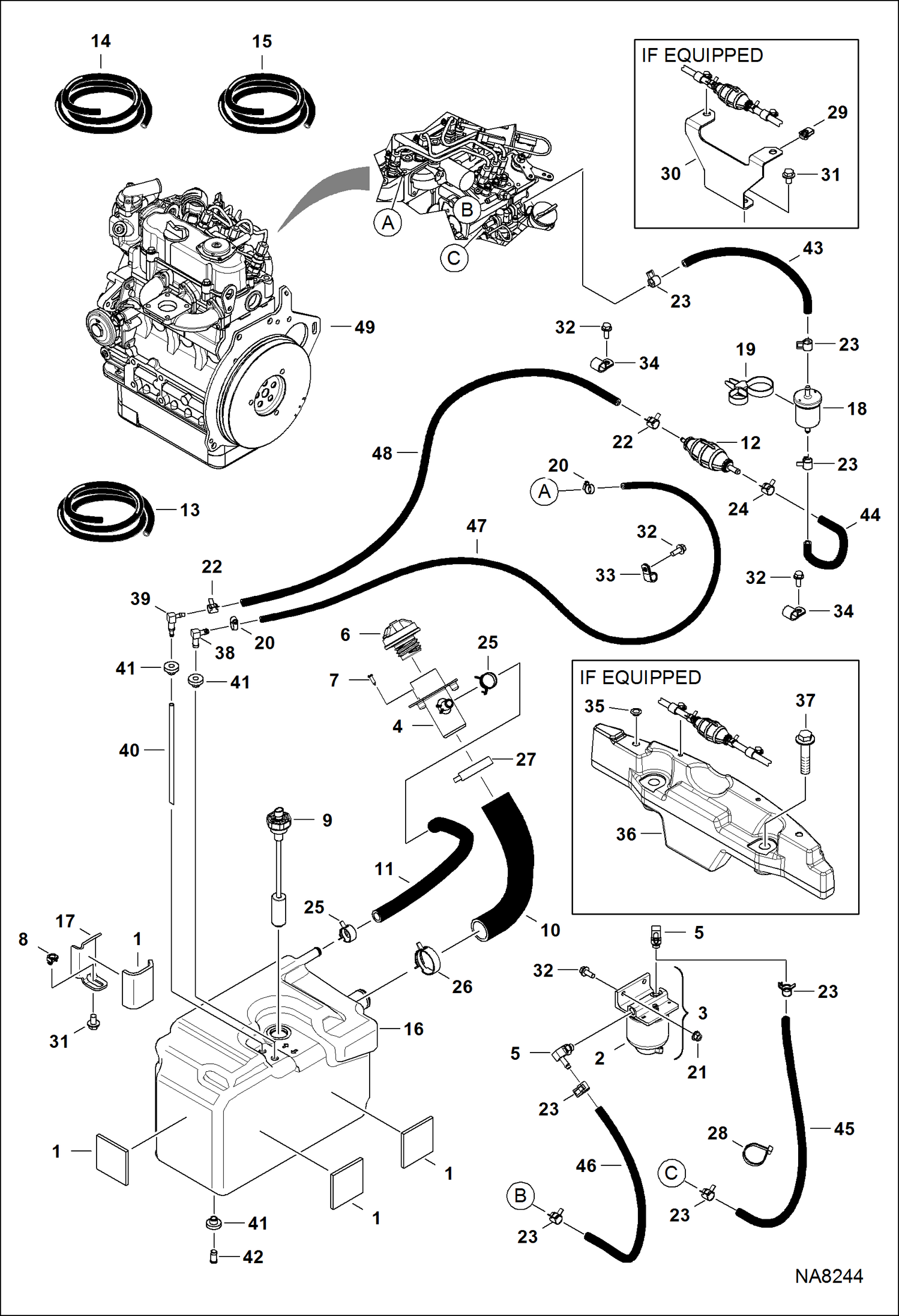ДВИГАТЕЛЬ И КРЕПЕЖНЫЕ ДЕТАЛИ (СИСТЕМА ПОДАЧИ ТОПЛИВА)
