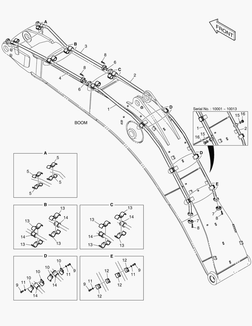 6850 BOOM PIPING - ONE & TWO WAY(BOOM 6.3m)