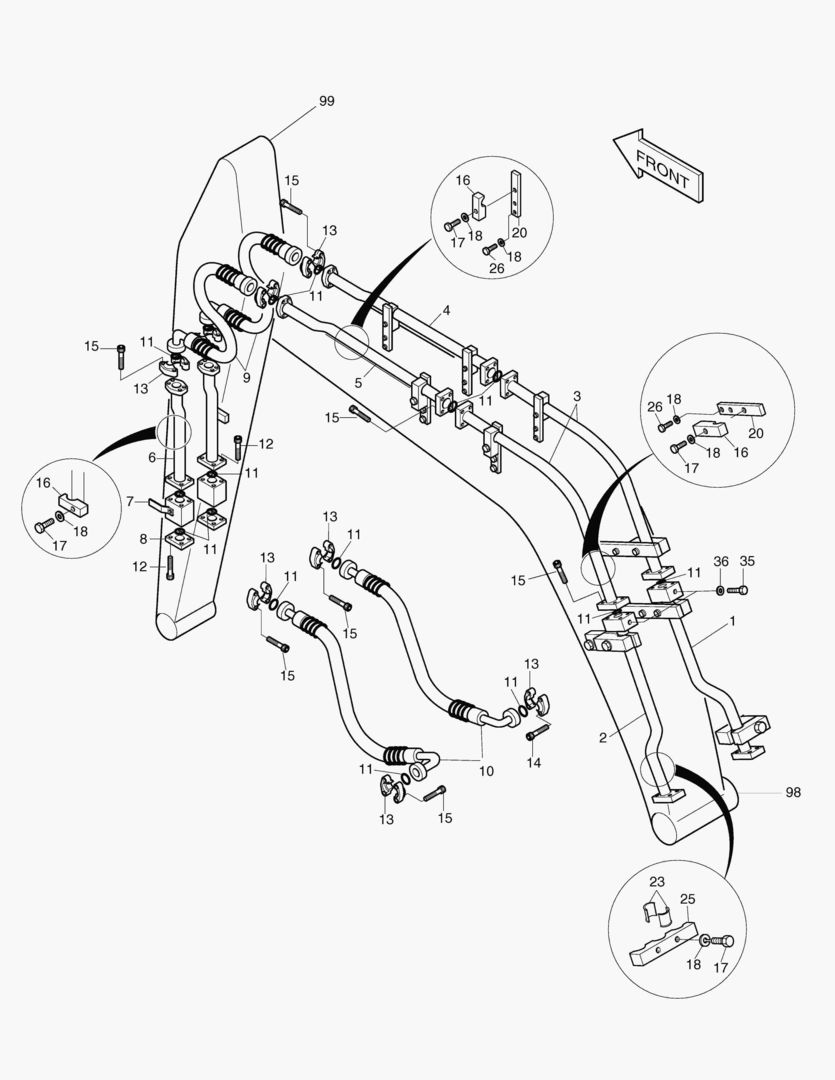 ПЕРЕДНИЙ ТРУБОПРОВОД-ГИДРОМОЛОТ
