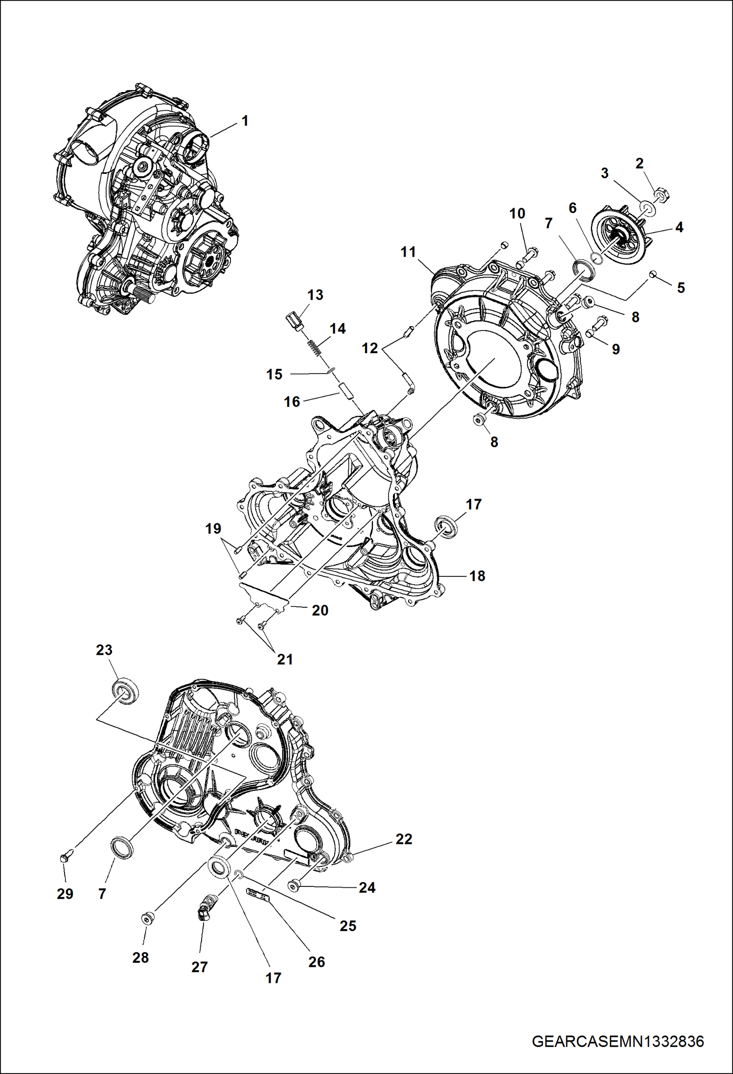 ПРИВОДНОЙ МЕХАНИЗМ, ГЛАВНЫЙ КАРТЕР КОРОБКИ ПЕРЕДАЧ (СЕРИЙНЫЙ НОМЕР AJNW11001 - 19999)