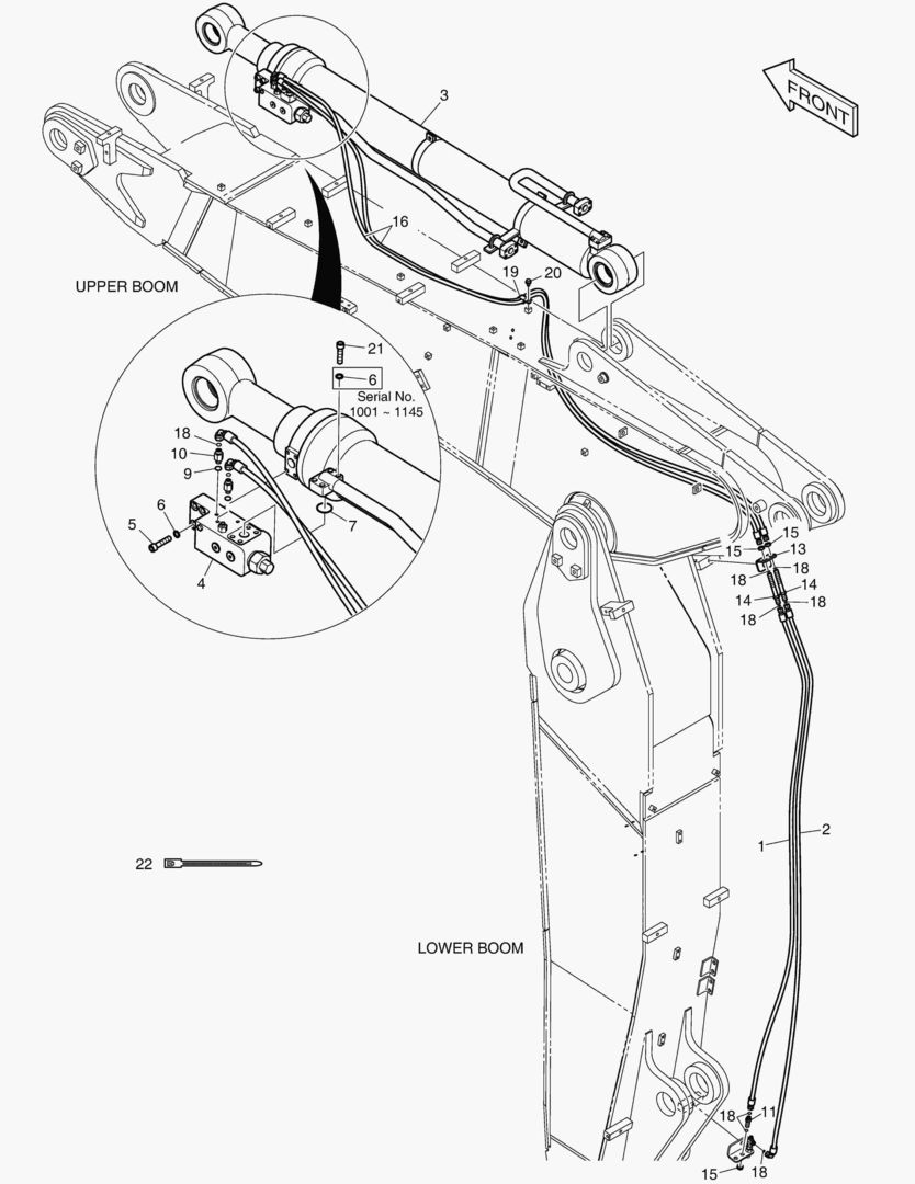 ТРУБОПРОВОД ШАРНИРНОЙ СТРЕЛЫ - ГИДРОЗАМОК(РУКОЯТЬ)
