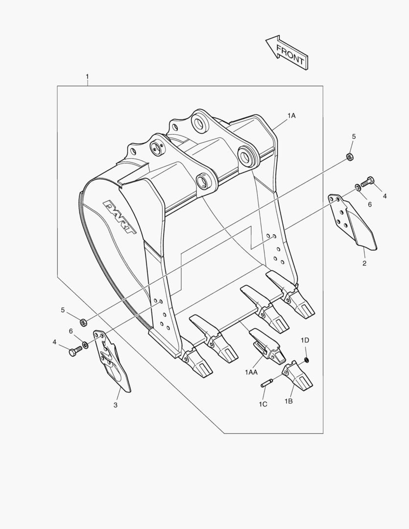 6530 BUCKET ASS`Y - 1.07mВі(48`) - SIDE PIN