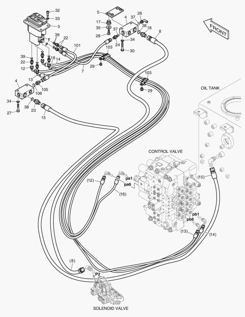 1400 PILOT PIPING(10) - PEDAL VALVE