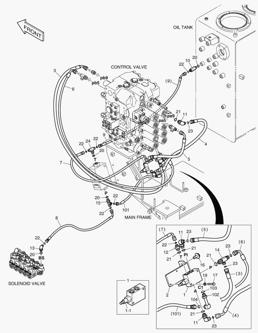 ТРУБОПРОВОД СЕРВОУПРАВЛЕНИЯ - 2 НАСОСА