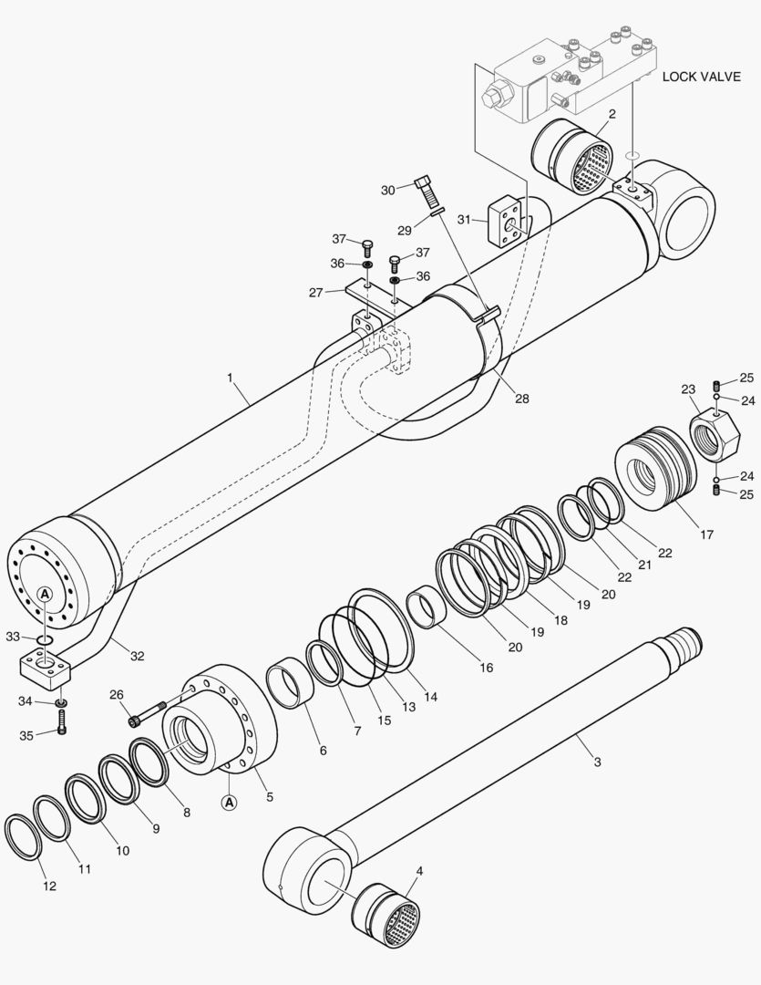 ЦИЛИНДР СТРЕЛЫ(ЛЕВОСТОРОННИЙ)-ГИДРОЗАМОК