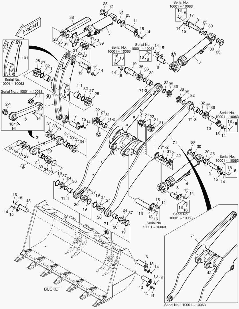 РУКОЯТЬ ПОГРУЗЧИКА В СБОРЕ - ДЛИННАЯ СТРЕЛА