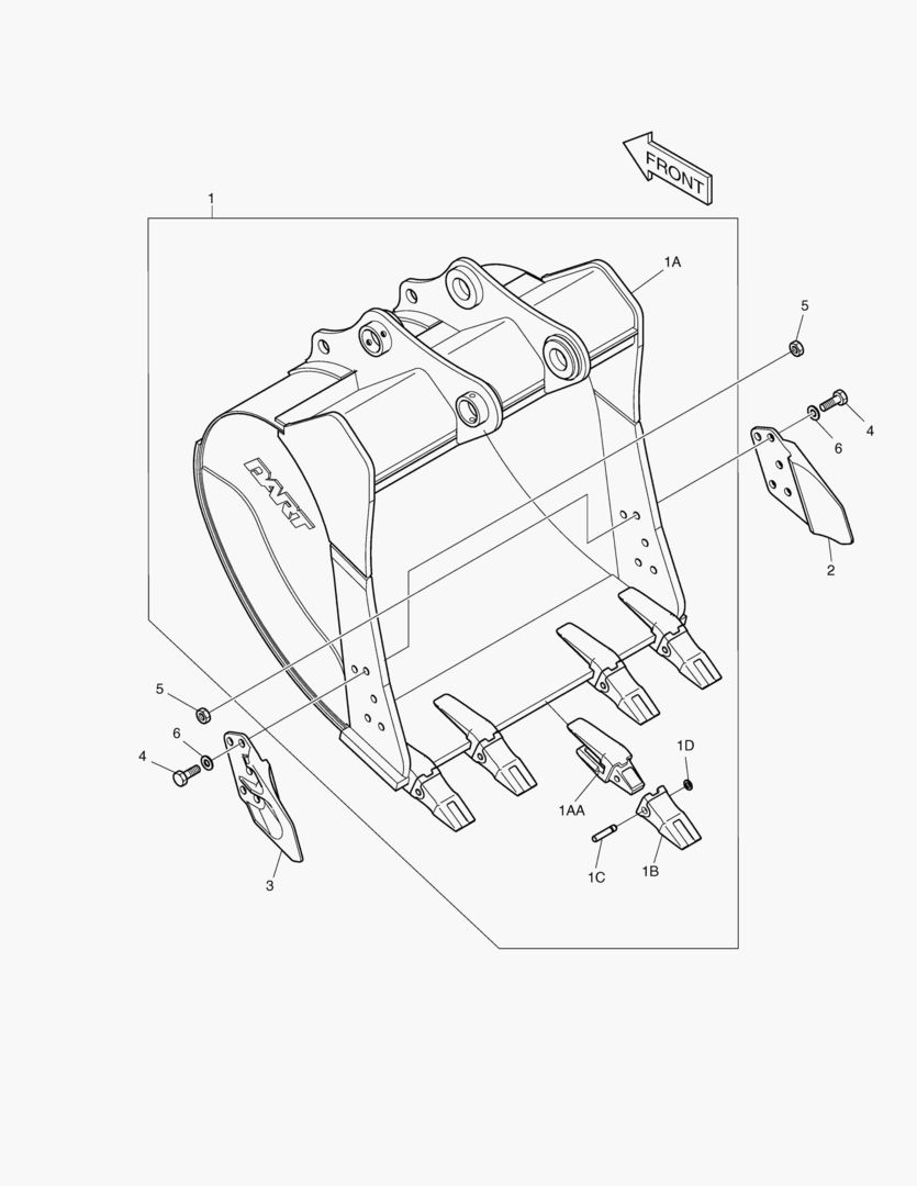 6440 BUCKET ASS`Y - 1.24mВі(54`) - SIDE PIN