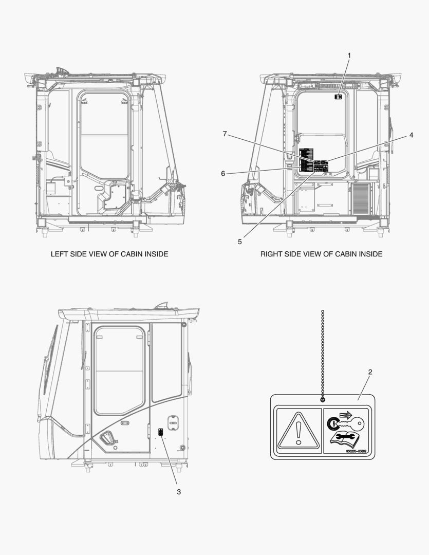 ПРЕДУПРЕЖДАЮЩАЯ ТАБЛИЧКА - КАБИНА(ЭКСПОРТИРУЕМОЕ ОБОРУДОВАНИЕ)