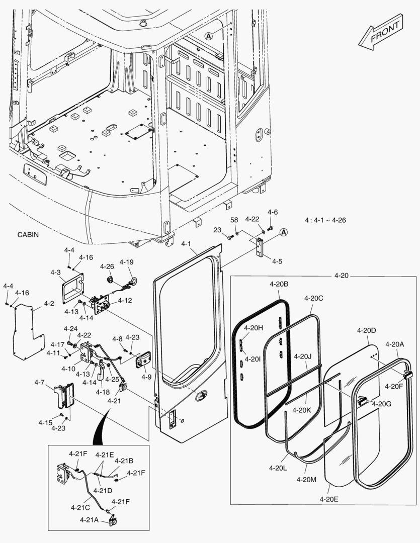 КАБИНА(3) - ДВЕРЬ В СБОРЕ(ЛЕВОСТОРОННИЙ)