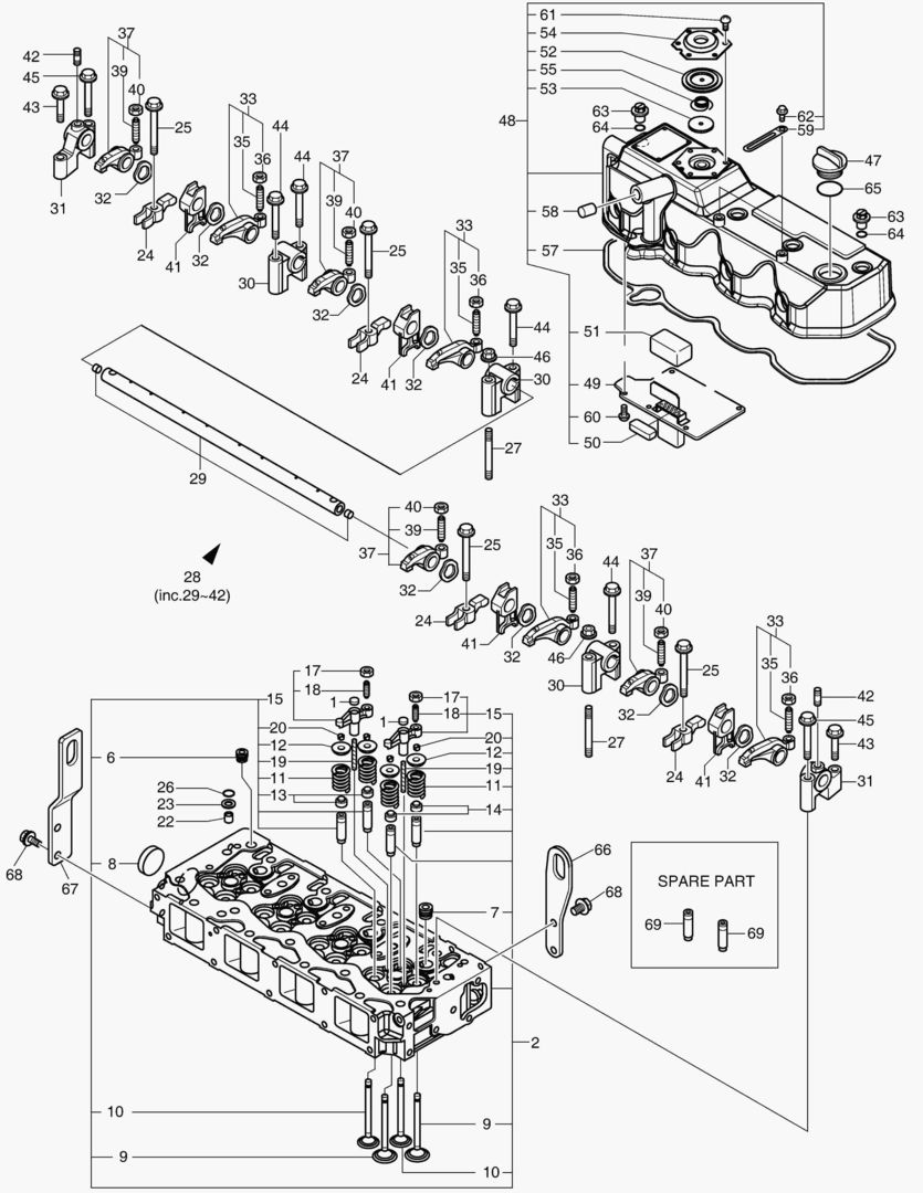 004 CYLINDER HEAD & BONNET
