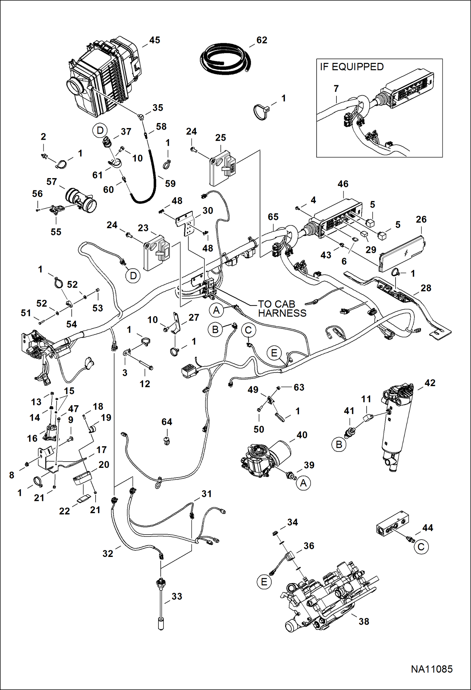 ЭЛЕКТРОСХЕМА ДВИГАТЕЛЯ (ГЛАВНЫЙ ЖГУТ ПРОВОДОВ РАМЫ И ДАТЧИКИ ФИЛЬТРА) (СЕРИЙНЫЙ НОМЕР B3CA11001 - B3CA11804)