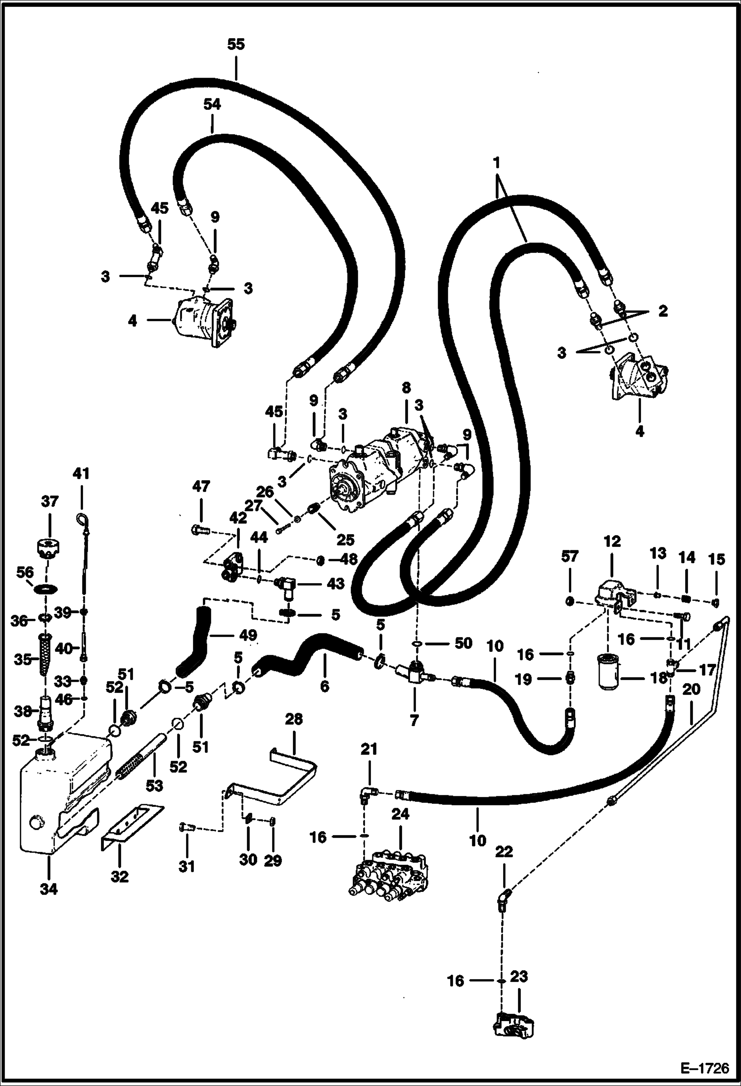 СХЕМА ГИДРОСТАТИЧЕСКОЙ СИСТЕМЫ (СЕРИЙНЫЙ НОМЕР 21515 И ВЫШЕ)