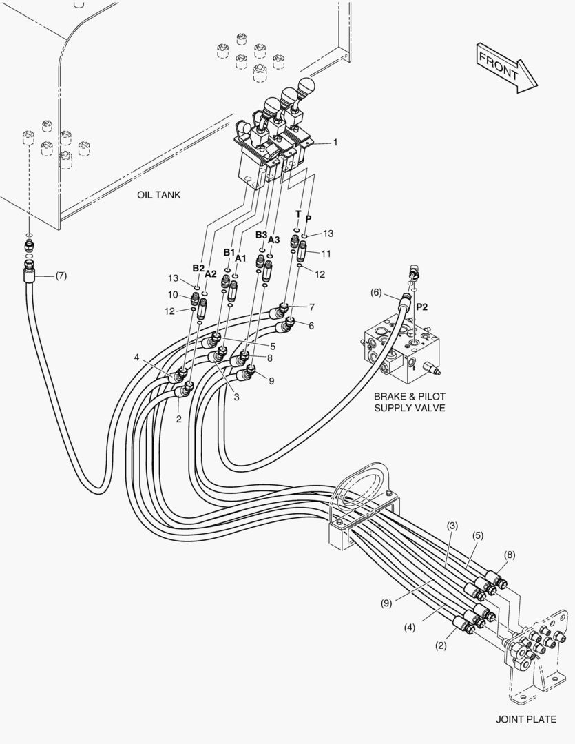 ТРУБОПРОВОД СЕРВОУПРАВЛЕНИЯ - ПАЛЕЦ + 3 КАТУШКИ