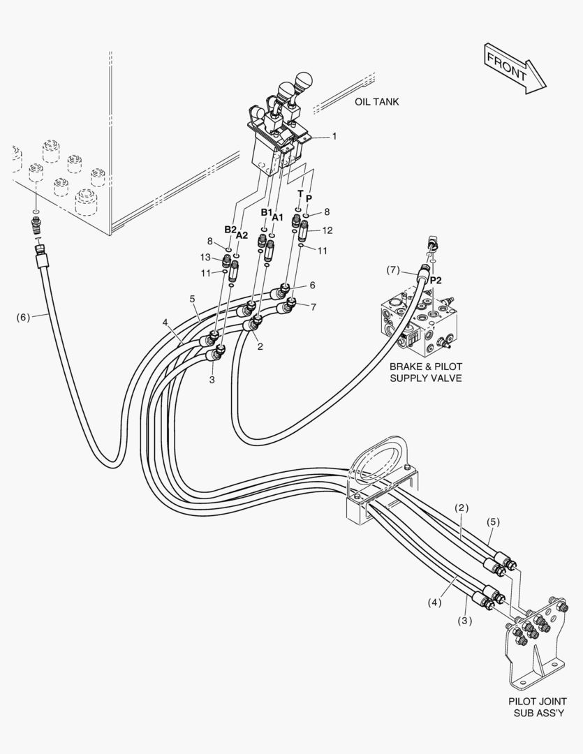 Схема ТРУБОПРОВОД СЕРВОУПРАВЛЕНИЯ - ПАЛЕЦ + 2 КАТУШКИ