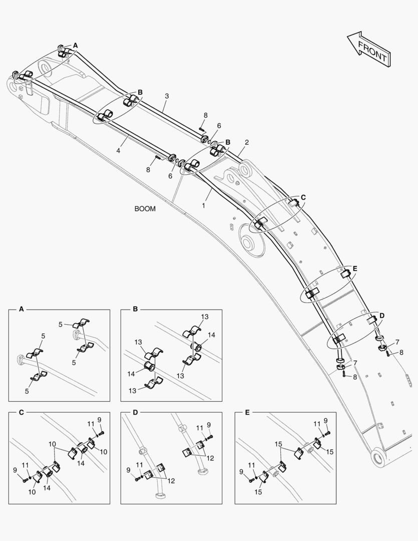 6290 BOOM PIPING - ONE & TWO WAY (BOOM 7.1m)
