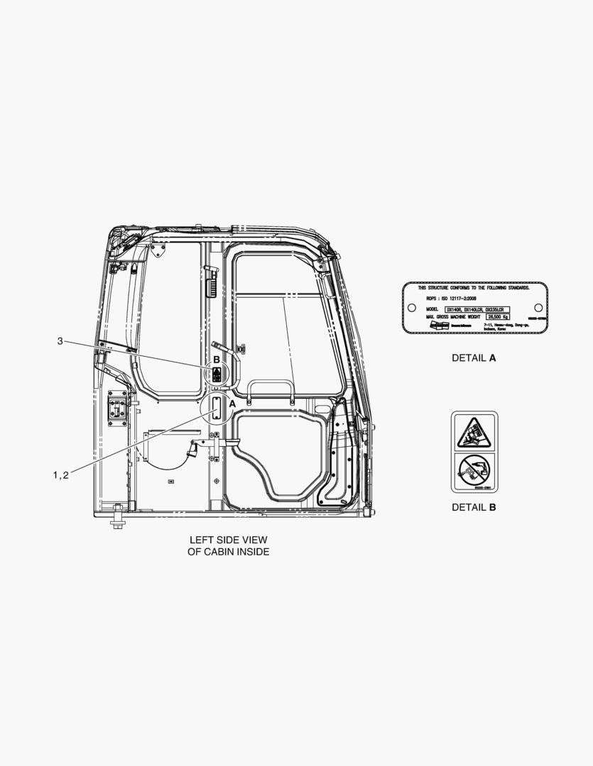 ПРЕДУПРЕЖДАЮЩАЯ ТАБЛИЧКА - СИСТЕМА ЗАЩИТЫ ПРИ ОПРОКИДЫВАНИИ