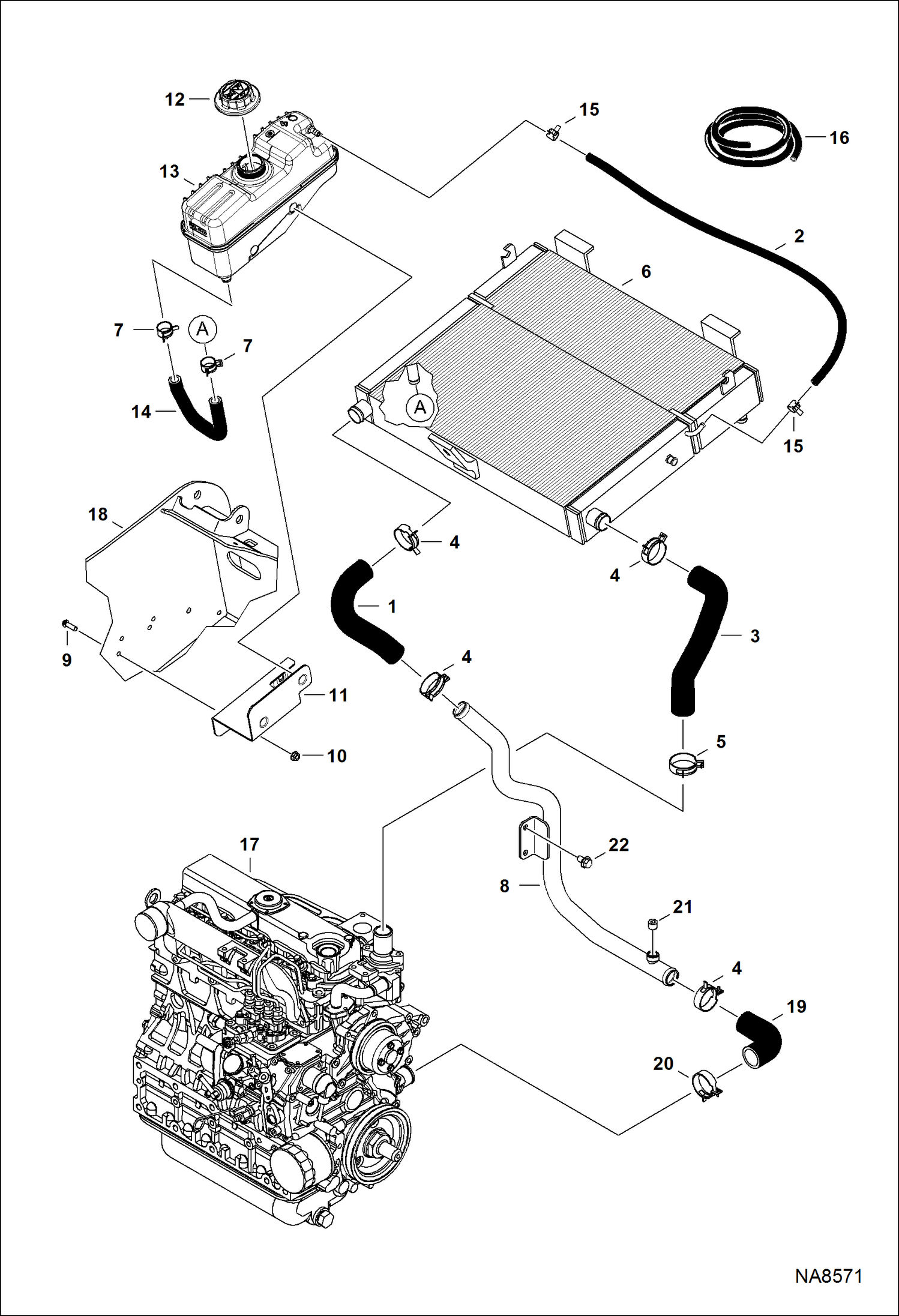 ДВИГАТЕЛЬ И КРЕПЕЖНЫЕ ДЕТАЛИ (ТЕПЛООБМЕННИК РАДИАТОРА)