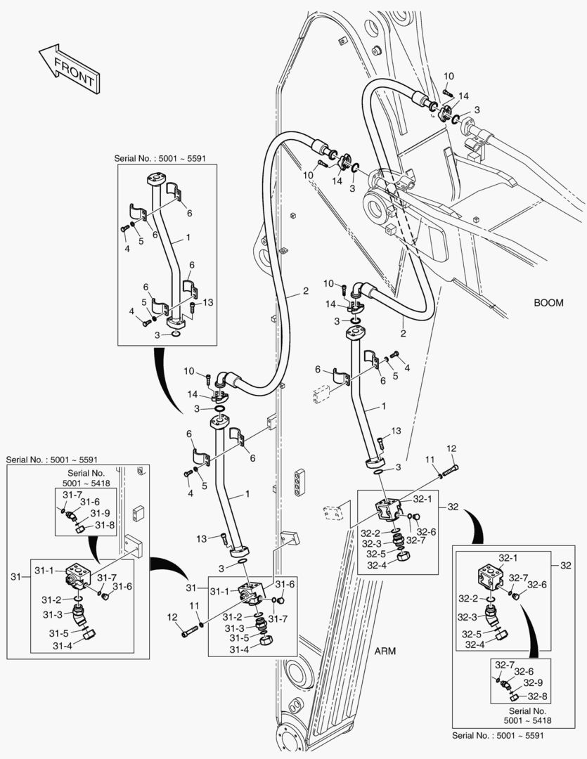7050 ARM PIPING - ONE & TWO WAY(ARM 3.95m)