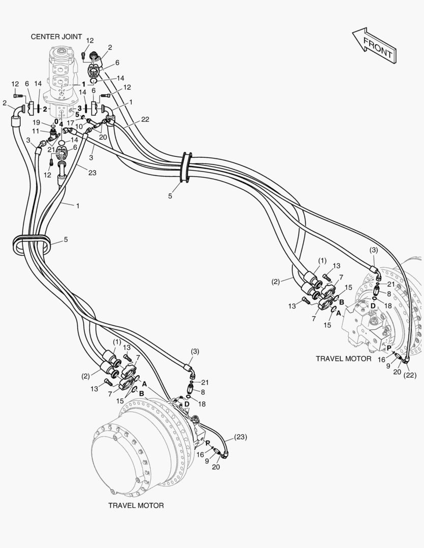 ТРУБОПРОВОД ХОДА - ФИКСИРОВАННАЯ ГУСЕНИЦА
