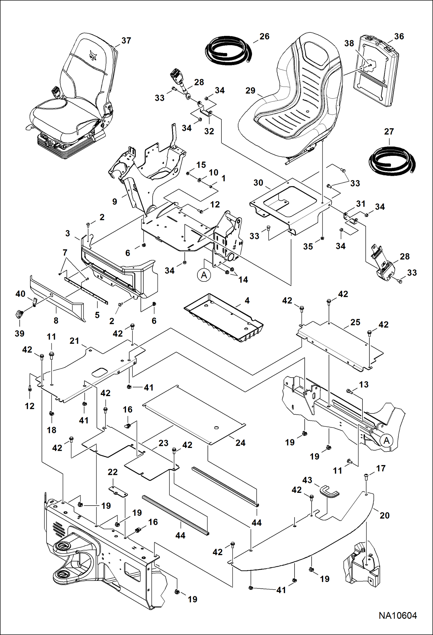 РАБОЧЕЕ МЕСТО ВОДИТЕЛЯ И СИДЕНЬЕ (ПОЛ) (СЕРИЙНЫЙ НОМЕР B33212887 И ВЫШЕ)