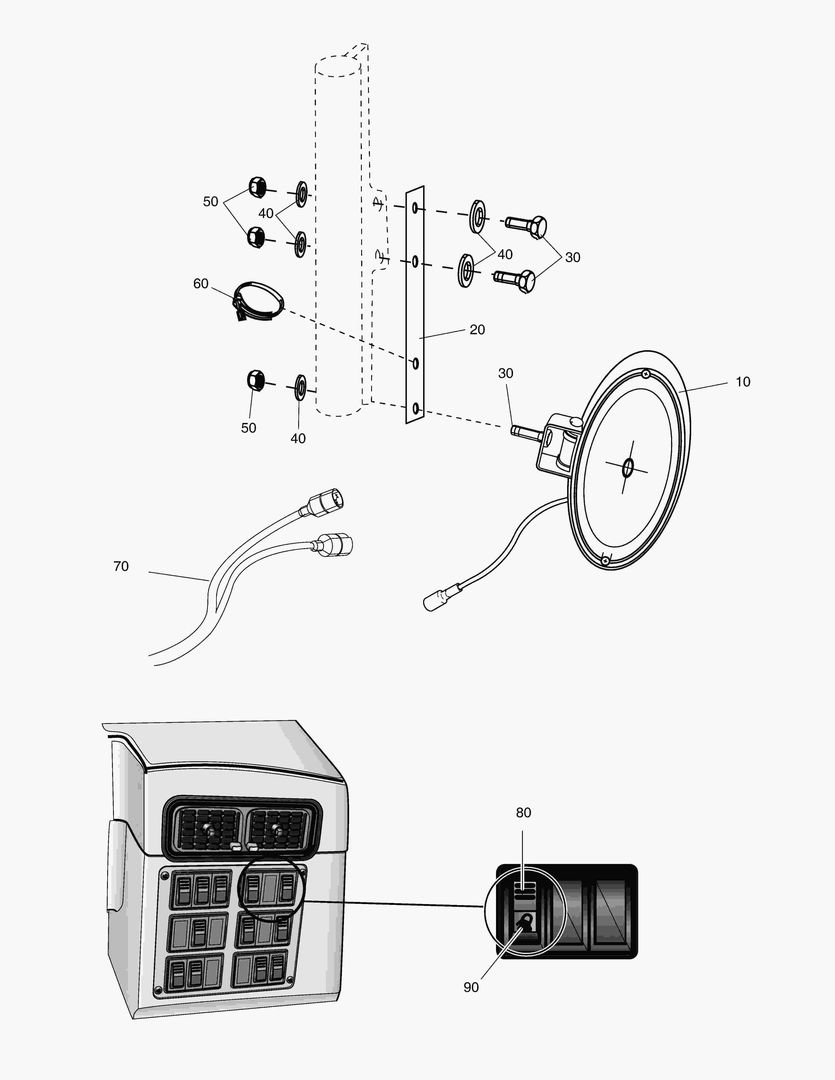 Спецтехника G500-43 WORKING LIGHT, MIRROR ARM FRONT - главное фото