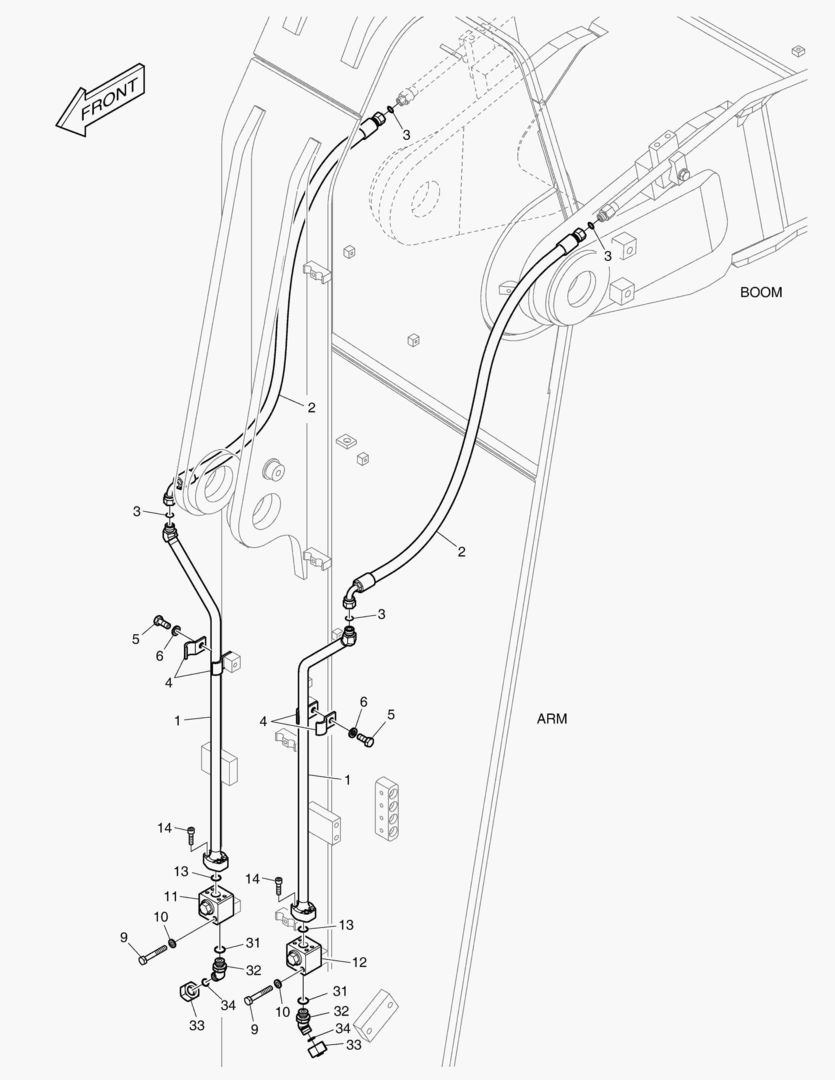 ГИДРОСИСТЕМА РУКОЯТИ-ВРАЩЕНИЕ(РУКОЯТЬ-3.1 м)