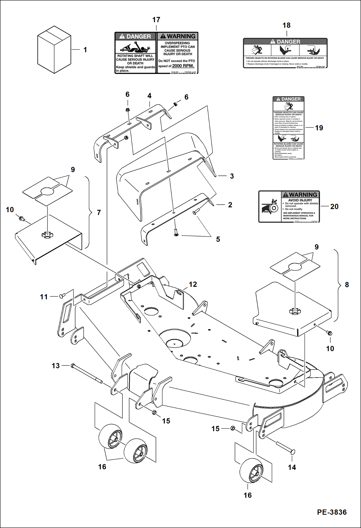 ГАЗОНОКОСИЛКА (ЗАЩИТА И ПРЕДУПРЕЖДАЮЩИЕ ТАБЛИЧКИ) (MM54 AB4D)