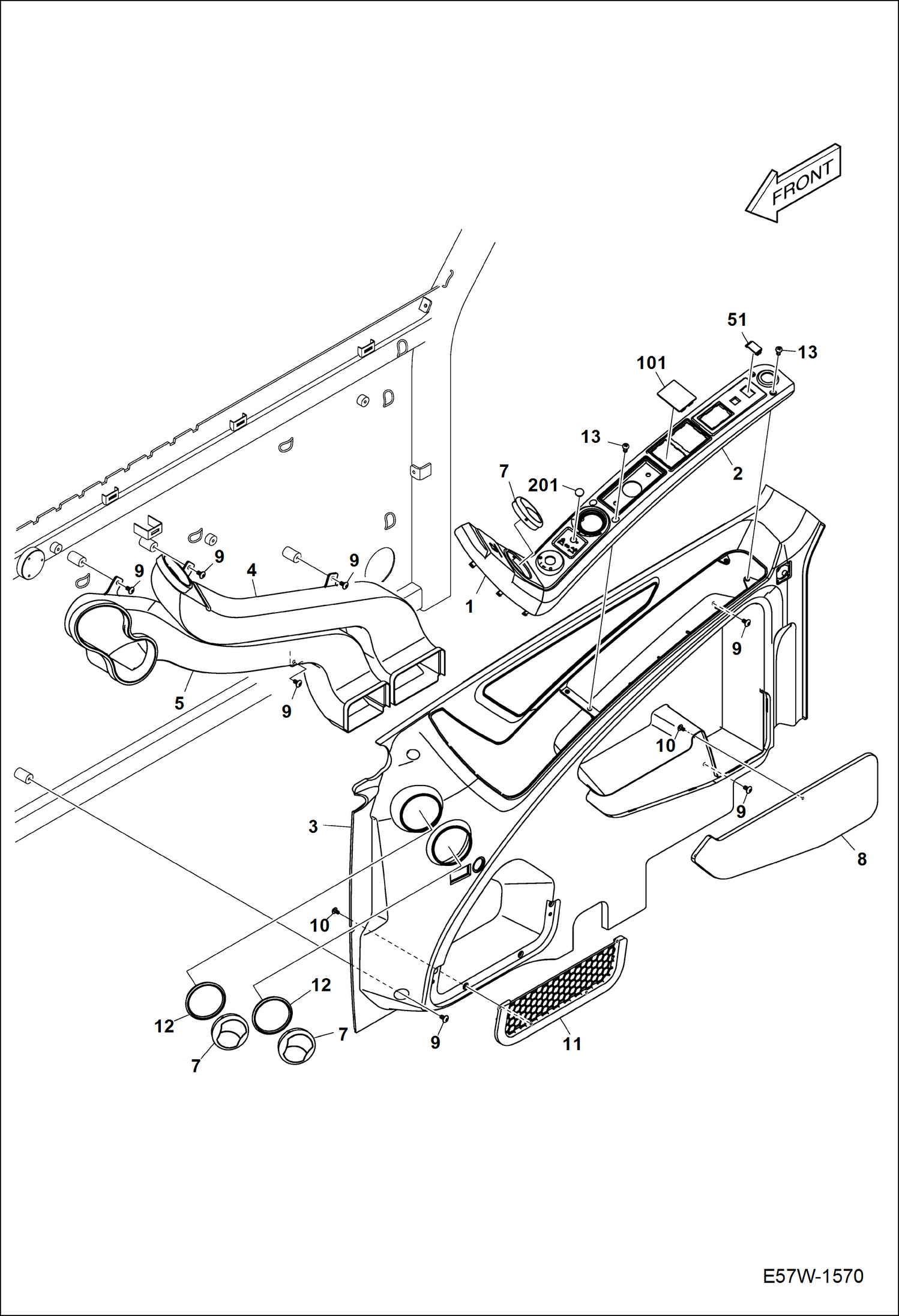 КОНДИЦИОНИРОВАНИЕ ВОЗДУХА (БОКОВАЯ ПАНЕЛЬ И ТРУБОПРОВОДЫ)