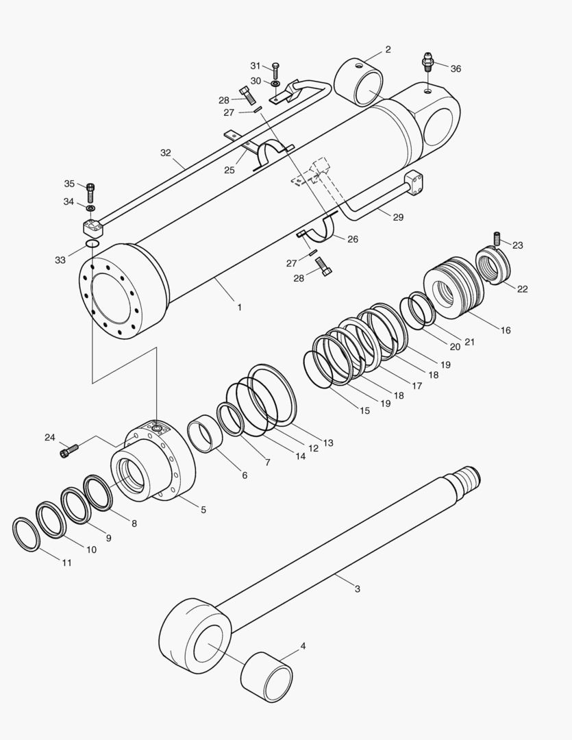 Схема ЦИЛИНДР СТРЕЛЫ(ПРАВОСТОРОННИЙ)-E.D-ГИДРОЗАМОК
