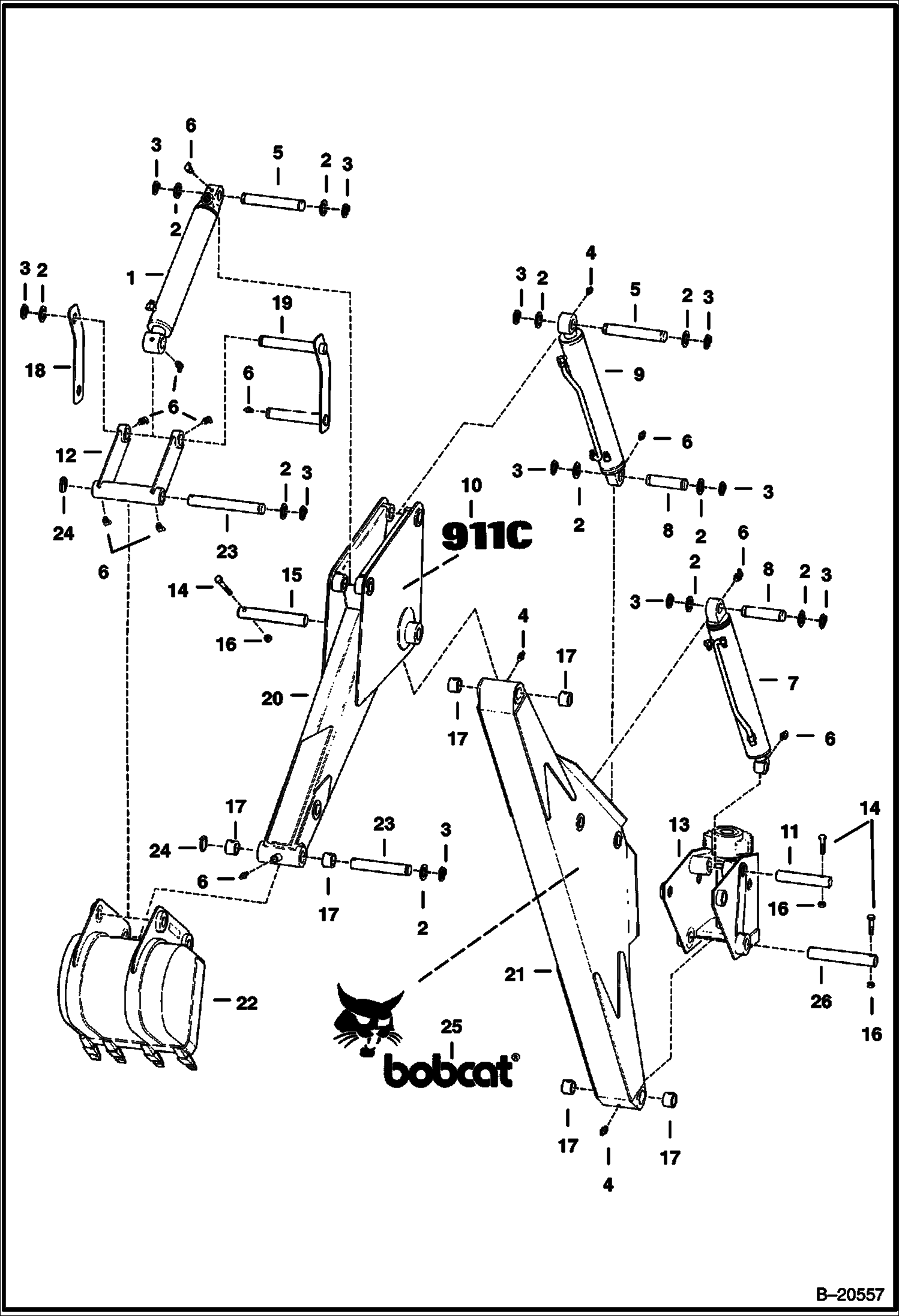 ЭКСКАВАТОР-ПОГРУЗЧИК (СТРЕЛА И РУКОЯТЬ СТРЕЛЫ ЧЕРПАКА) (911C)