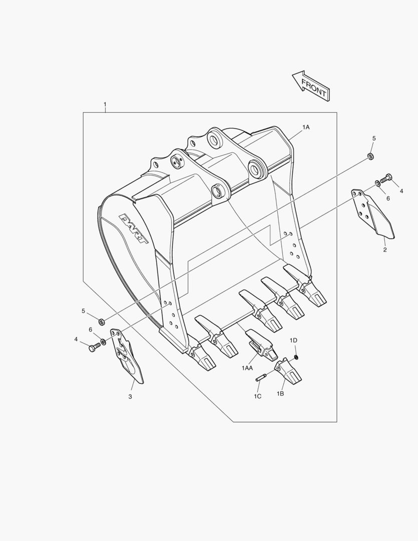6450 BUCKET ASS`Y - 1.32mВі(57`) - SIDE PIN