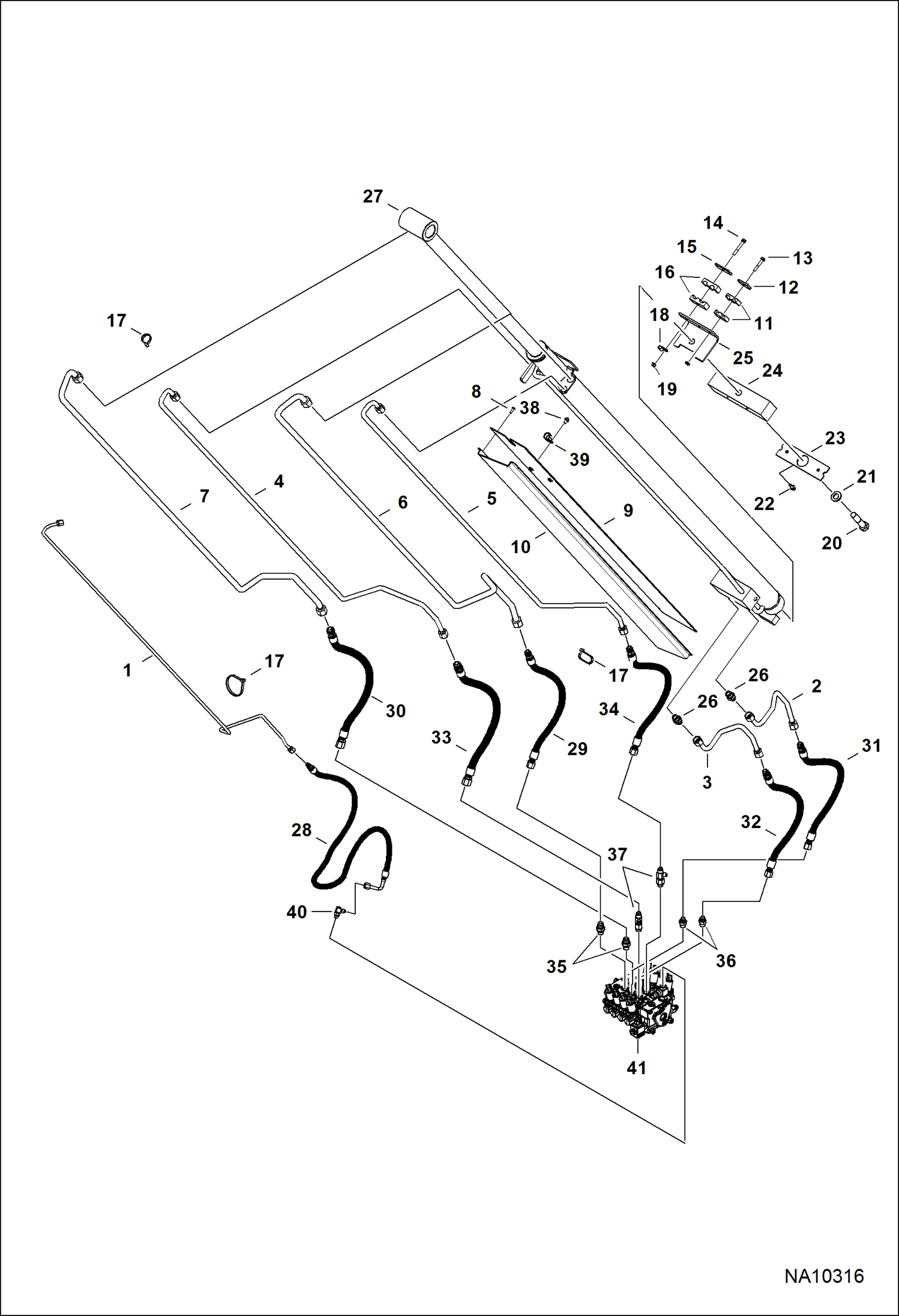 СХЕМА ГИДРАВЛИЧЕСКОЙ СИСТЕМЫ (ВНЕШНЯЯ СТРЕЛА)