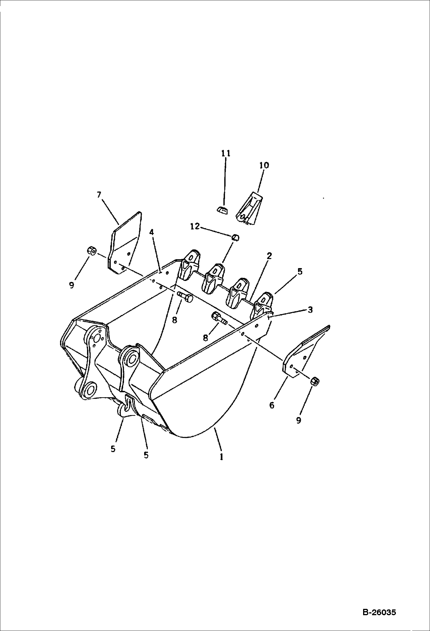 КОВШ (0,25 КУБИЧЕСКИХ МЕТРОВ)(130) (650 ММ ШИРОКИЕ, С КРЮКОМ) (PC60)