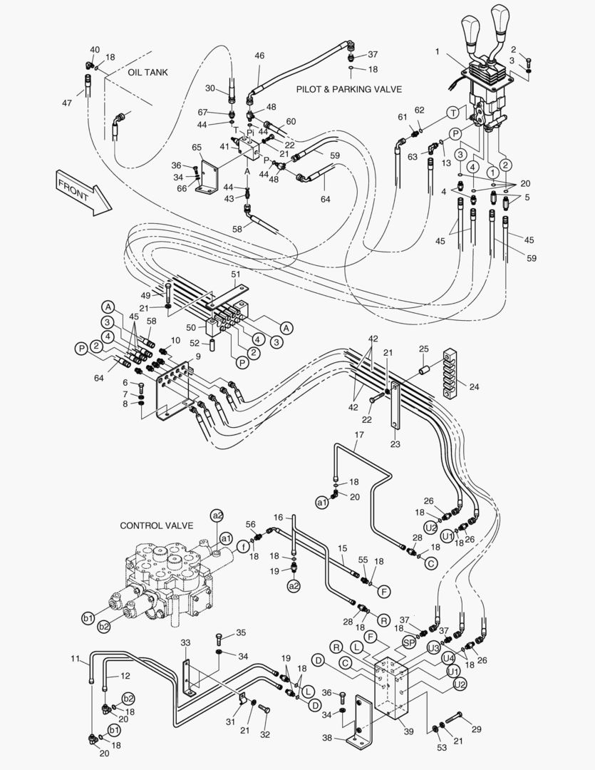 ТРУБОПРОВОД СЕРВОУПРАВЛЕНИЯ(2 РЫЧАГА-2 КАТУШКИ)-ОПЦИЯ