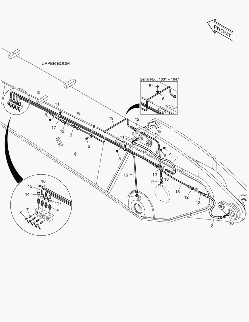 ТРУБОПРОВОД СМАЗОЧНОЙ СИСТЕМЫ - ВЕРХНЯЯ СТРЕЛА