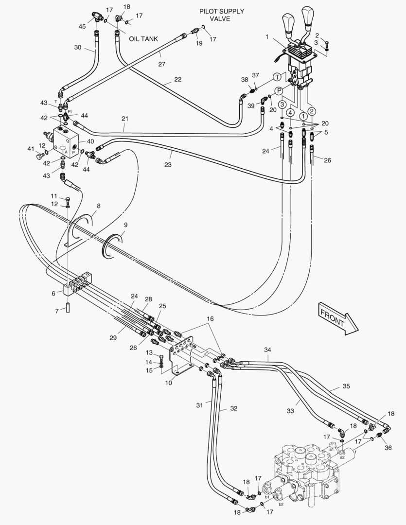 ТРУБОПРОВОД СЕРВОУПРАВЛЕНИЯ(2 РЫЧАГА-2 КАТУШКИ)