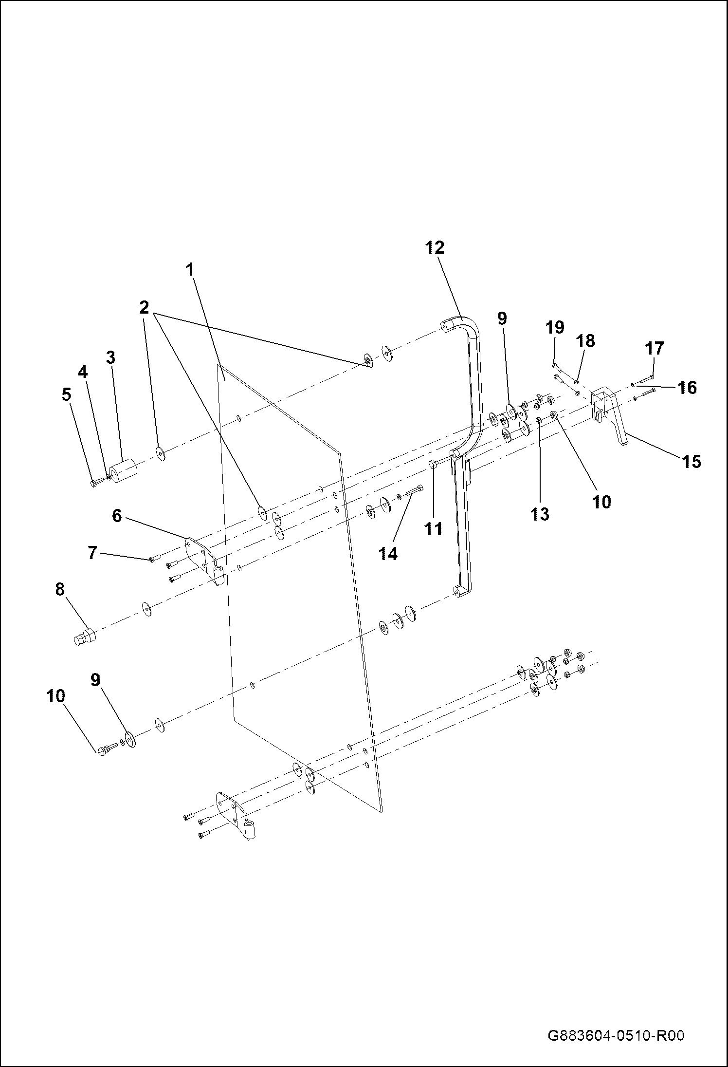 РАМА ЗАДНЕЙ ЧАСТИ ПРАВОЙ ДВЕРЦЫ КАБИНЫ В СБОРЕ