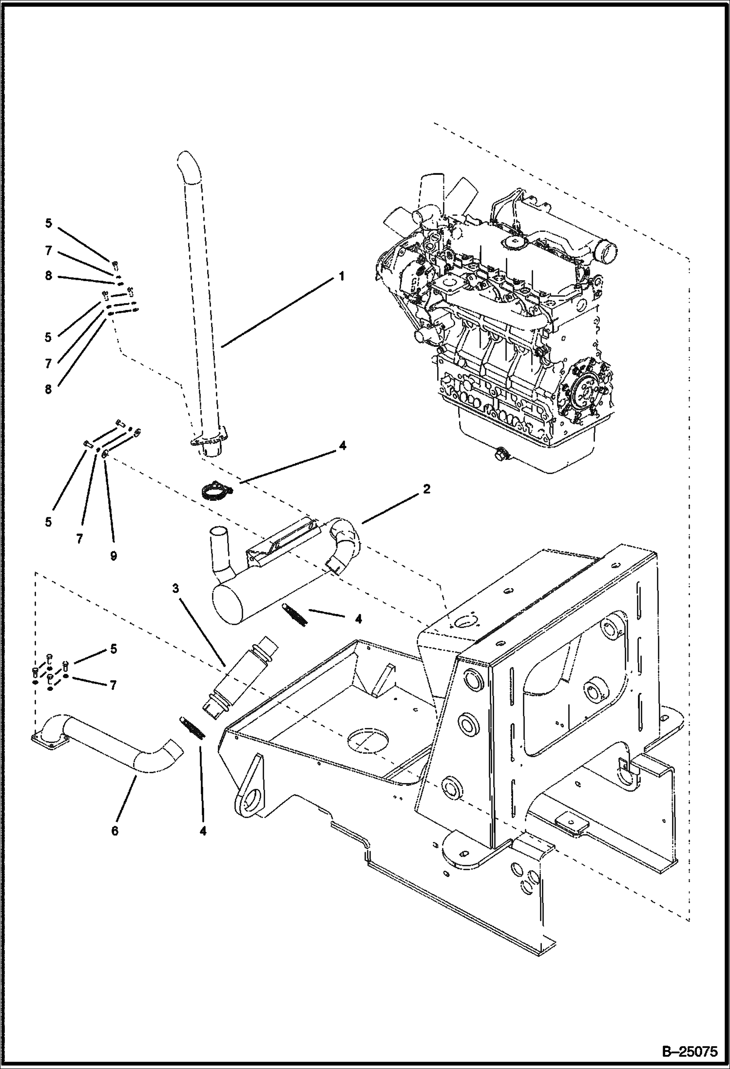 ВЫХЛОПНАЯ ТРУБА В СБОРЕ (TIER II) (СЕРИЙНЫЙ НОМЕР 5732 11001 И ВЫШЕ)
