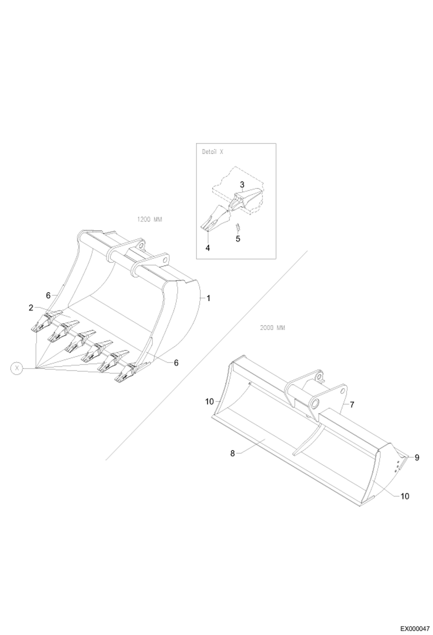 КОВШ ДЛЯ ЛЕГКИХ МАТЕРИАЛОВ 1200 ММ - КОВШ ДЛЯ ОЧИСТКИ ТРАНШЕЙ