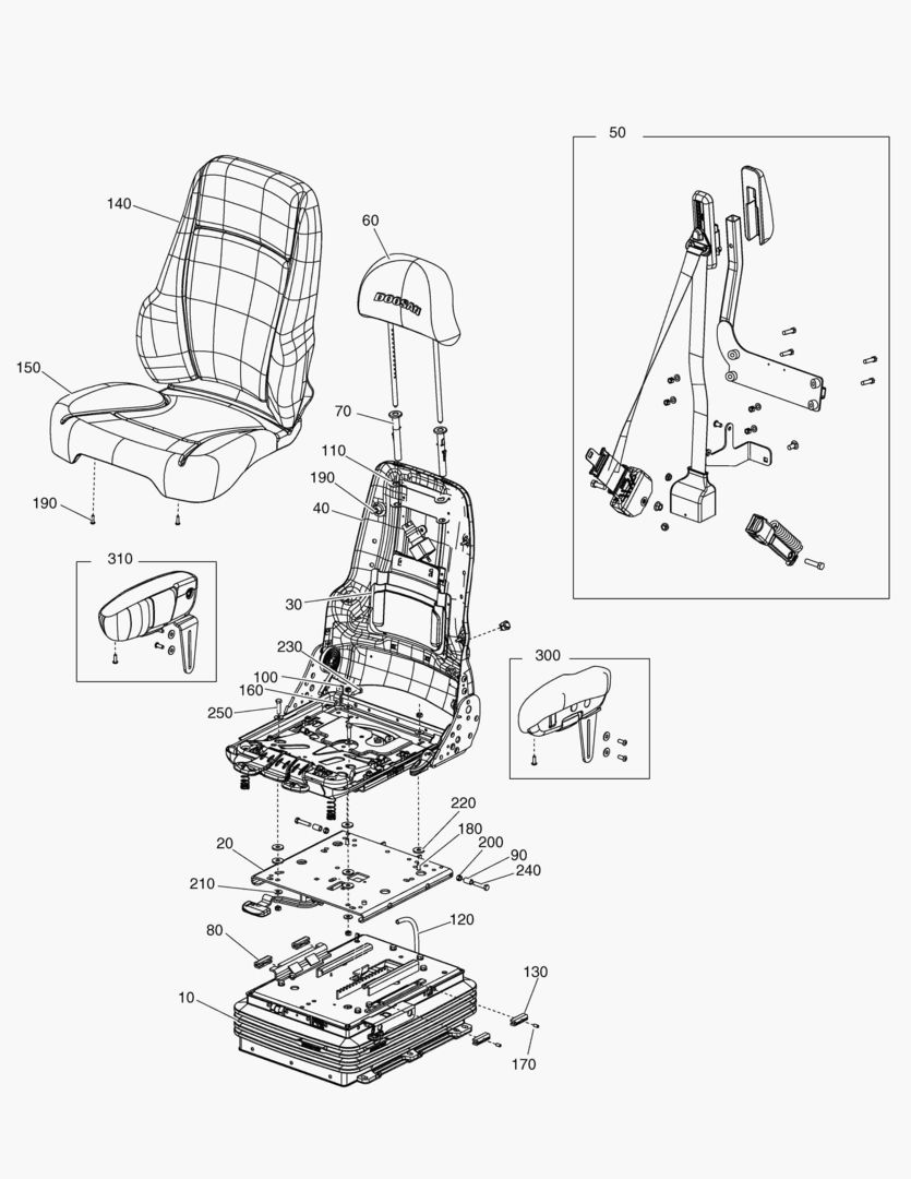 Спецтехника G500-14 DRIVER`S SEAT; 3P-SB WITH OUT HEAT