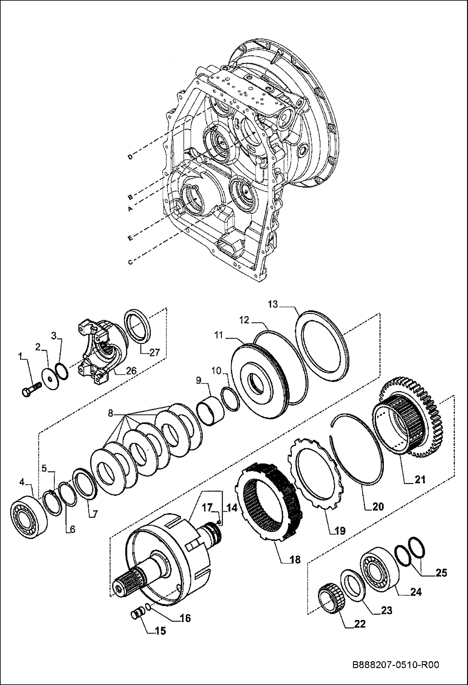 ТРАНСМИССИЯ - ВТОРИЧНЫЙ ВАЛ (E)